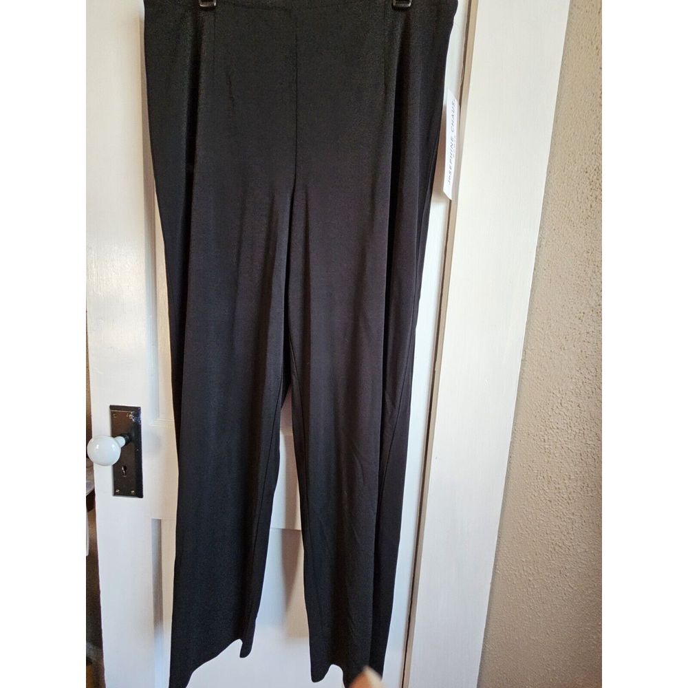 josephine chaus women Sz 1 pull on true black Rayon blend strechy wide leg pants